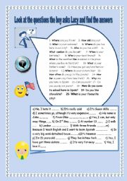 English Worksheet: PRACTISE QUESTION WORDS IN CONTEXT. YOLANDA