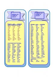 English Worksheet: Irregular verbs in group bookmark