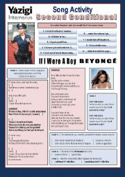 English Worksheet: Song - IF I WERE A BOY (By Beyonc) - Second Conditional