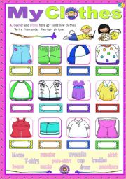 English Worksheet: Basic clothing