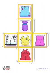 English Worksheet: Basic Clothes Dice