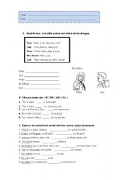 English Worksheet: Subject pronouns