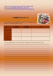 English Worksheet: Video activity - TV Commercials - The Power of Advertising