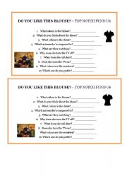 English worksheet: Do you like this blouse