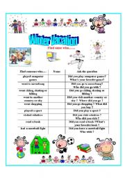 English Worksheet: Find Someone Who Winter Vacation
