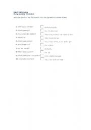 English worksheet: Matching task