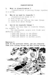 English worksheet: Classification