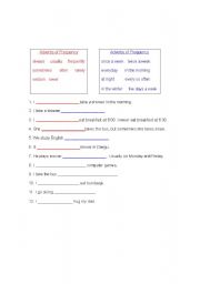 English worksheet: Adverbs of frequency