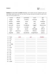 English Worksheet: Synonyms (eslprintables)