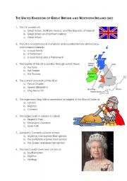 English Worksheet: The United Kingdom of Great Britain and Northern Ireland quiz