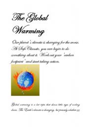 English Worksheet: A project work on Global Warming