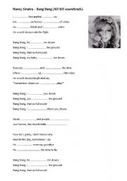 English Worksheet: Nancy Sinatra -Bang Bang (past simple)