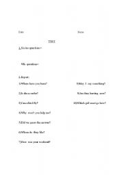 English worksheet: test reported questions