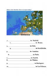 English Worksheet: European Weather Forecast