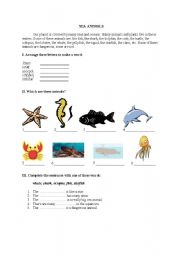 English worksheet: Sea animals