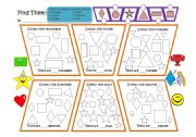 English Worksheet: Find the Shapes