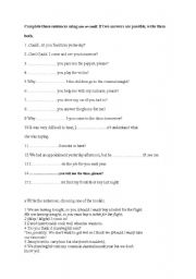 English worksheet: modals worksheet