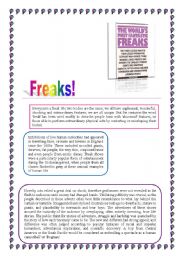 Freaks! Reading comprehension + Key