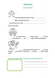 English Worksheet: MONSTERS