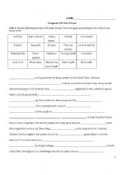 English Worksheet: Nutrition Test