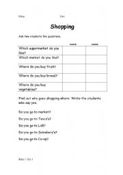 English worksheet: Shopping