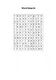 English worksheet: Word Search Numbers 10-100