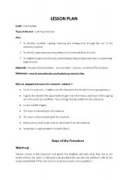 English Worksheet: Loch Ness Monster Lesson Plan Adapting a Source