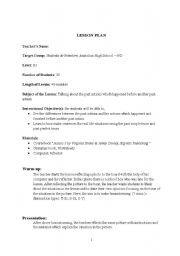 English worksheet: lesson plan-9 Talking about the past actions which happened before another past action.