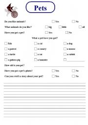 English Worksheet: Pets