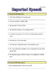English Worksheet: Reported Speech: Orders, Requests and Questions