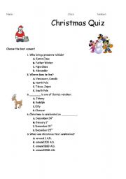 English worksheet: Christmas Quiz