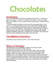 English Worksheet: Report about chocolate