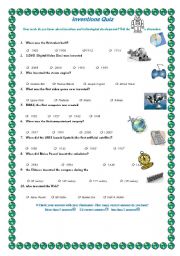 English Worksheet: inventions quiz