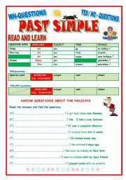 English Worksheet: QUESTIONS IN THE PAST SIMPLE