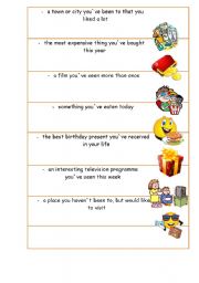 English Worksheet: Present perfect discussion