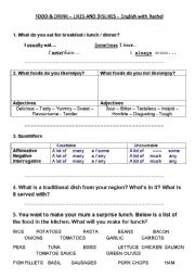 English Worksheet: Food