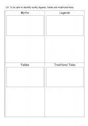 English Worksheet: myths and legends