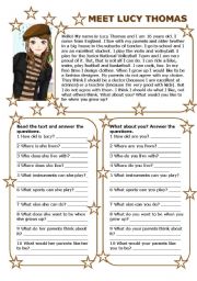 English Worksheet: MEET LUCY THOMAS