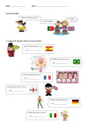 English Worksheet: What nationality are you?