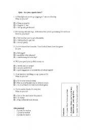 English worksheet: Sports quiz