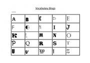 English Worksheet: vocabulary bingo