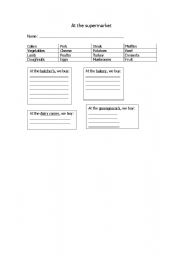 English worksheet: Supermarket sections and products