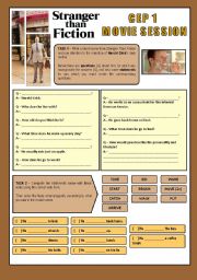 English Worksheet: Movie - STRANGER THAN FICTION - Daily Routine/Verbs/Numbers Etc.