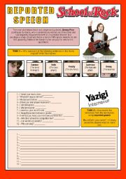 English Worksheet: Movie - SCHOOL OF ROCK - Reported Speech