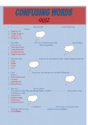 English Worksheet: confuzing words - quiz