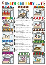 English Worksheet: SHOPS - Where can I buy?