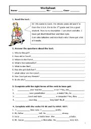 English Worksheet: To Be-Have Got- Describing People