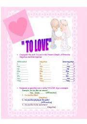English Worksheet: Verb To Love - Present Simple