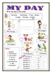 English Worksheet: My Day