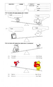 English worksheet: animals weight